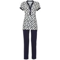 Chérie Line Loungeanzug Freizeitanzug mit gemustertem Oberteil und 7/8 Hose (2 tlg) 50% Baumwolle 50% Modal