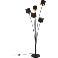 Reality Leuchten LED Stehlampe 5-flammig mit Stoffschirmen, Höhe 163cm, dimmbar, LED wechselbar, Warmweiß, ausgefallene Stehleuchte, Wohnzimmer Lampe stehend inkl. E14 LEDs