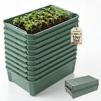 Hausfelder Pflanzschale Pikierschale, Anzuchtschale Grün, 32x58x11cm, 10 Sttück (10er Set, 10 St), als Pflanzwanne, Blumenkasten oder Anzuchtschale nutzbar