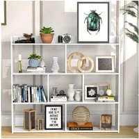 oyajia Bücherregal Würfelregal, Standregal, 7 offene Fächer, horizontal, Büroregal, Bücherregal, 97.5 x 90 x 16 cm, für Wohnzimmer, Arbeitszimmer, Büro
