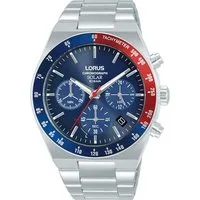 LORUS Chronograph RZ521AX9, Armbanduhr, Solar, Herrenuhr, Edelstahlarmband, Datum, Stoppfunktion