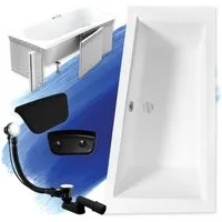 KOLMAN Badewanne Eckwanne 150x85 INTIMA Rechts mit Styropor + 2 Kopfstützen, (IntimaSET), Ablaufgarnitur & Füße GRATIS