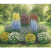 Dehner Staude Bio Stauden-Set Bunter Landhausgarten, 12 Stauden, je 5-20 cm, für insektenfreundliche, sonnige Blumenbeete