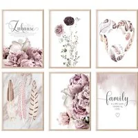 homestyle-accessoires Poster Bilder Wandbilder Bilderset DAS SCHÖNSTE AN ZUHAUSE... 6er SET, - Ohne Bilderrahmen - sorgfältige & sichere Verpackung