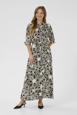 Kleid Regular fit Black / Light Beige Flower black multi
