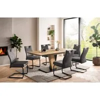 OTTO home Essgruppe "Altona", Esstisch ausziehbar plus 6 Stühle, (7-tlg., Esstisch ausziehbar 140 - 180 cm, 6 Freischwinger), Säulentisch 140-180x90 cm, Stuhl mit Federkorb, 140 kg belastbar