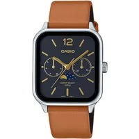 CASIO TIMELESS COLLECTION Quarzuhr MTP-M305L-1AVER, Armbanduhr, Herrenuhr, Damenuhr, Datum, Lederarmband, Mondphase
