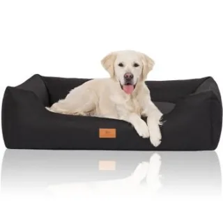 Knuffelwuff Hundebett Lotte aus Velours mit feinem Handwebcharakter schwarz XL
