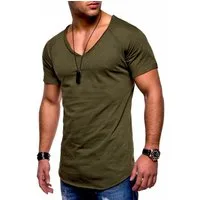 behype T-Shirt BHSOLIN Herren Basic Kurzarm V-Neck Oversized Shirt V-Ausschnitt