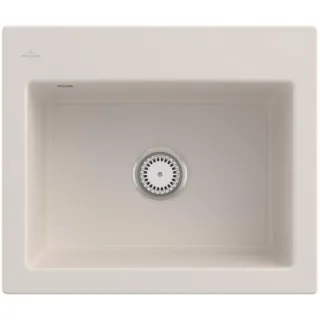 Villeroy und Boch Subway 60 S Einbauspüle 330901KR mit Ablaufgarnitur, 600 x 510 mm, Handbetätigung, crema CeramicPlus