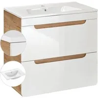 Lomadox Waschtisch LUTON-56, weiß mit Wotan Eiche Nb. 61/60,8/46 cm