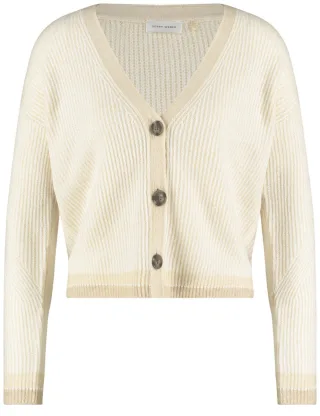 GERRY WEBER Collection - Strickjacke beige/weiß - Gr. - 38
