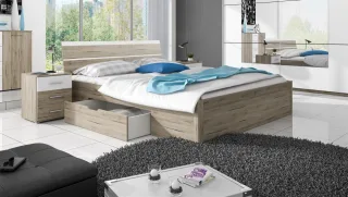 Schlafzimmerbett Bett ALVAR 160x200 cm Sanremo Eiche inkl.2 x Nako