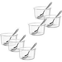 LEONARDO Schale VETRO, Ø 9 cm, 6 Schalen + 6 Eislöffel, Glas, (Set, 12-tlg), spülmaschinengeeignet