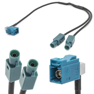 Radio Y-Antennen Adapter FAKRA (Z) Buchse Doppel Stecker Kabel für VW Audi Seat