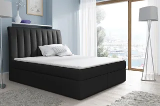 Boxspringbett Schlafzimmerbett MALENA 180x200cm Stoff Schwarz