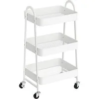 JEOBEST Beistellwagen Rollwagen Küchenwagen Servierwagen aus Metall 3-Etagen, (43x30x76.5cm) Multifunktionswagen für Küche, Schlafzimmer, Wohnzimmer