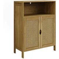Vicco Midischrank Liora, Bambus/Rattan/Schwarz, 60 x 80 cm (1-St)