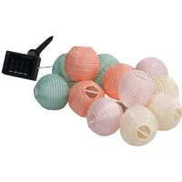 Dehner LED Solarleuchte Solar-Lichterkette Lampion mit 12 LED, 220 cm, bunt, Warmweiß, Schutzart IP44, Leuchtdauer 6 h