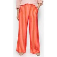 SASSYCLASSY Stoffhose Gestreifte Hose aus Viskose für Damen Lockerer Mid-Waist Hose mit seitlichen Taschen und elastischem Bund
