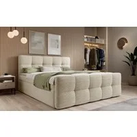 thematys Boxbett mit Bettkasten 140x200–200x200 cm – Velours oder Bouclé Bezug – (Polsterbett Bonnellfederkern Matratze H3 + Gratis 3cm Topper, Boxbett - Luxus Doppelbett mit Stauraum)