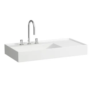 LAUFEN Kartell Waschtisch 8103380001111, 90x46cm, weiß, Ablage rechts, 1 Hahnloch, Saphirkeramik