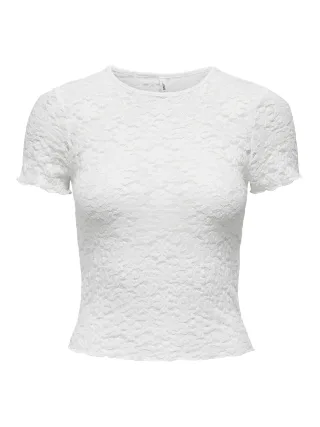ONLY - ONLFAITH S/S LACE TOP JRS Cloud Dancer - Gr. - L