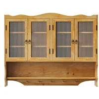Celya Wandhängeschrank 100 cm Retro-Wandschrank mit 4 Türen, zwei Ablageflächen und einem offenen Hakenregal
