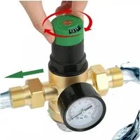 QUBEBU Wasser-Druckminderer Wasser üBerdruckventil Aus Messing zur Regulierung des Wasserdrucks, DN20 3/4", DN15 1/2", DN25 1" mit Manometer & Siebfilter", (Hauswasserfilter Mit Druckminderer, Druckregler zur Filterung, 1-tlg., Wasserdruckregler mit 