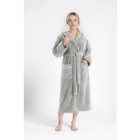 OTTO home Unisex-Bademantel Lillou, ideal für Sauna & Spa, Hotelbademantel, Morgenmantel, Langform, Microfaser, Kapuze, Gürtel, kuschelig weicher Fleece, plüsch, für Damen und Herren, XS-3XL