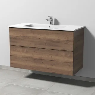 Sanipa 3way Waschtischunterbau zu Duravit ME by Starck Waschtisch mit 2 Auszügen, Eiche-Tabak SM72650