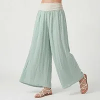 OriginalYou Haremshose Damen Flatterhose Baumwolle Sommerhose Leinen Optik Culotte Volant Middle Waist