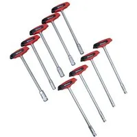Weber GmbH Steckschlüssel T-Griff Steckschlüsselsatz 9-teilig (Set, 9 St), Chrom-Vanadium-Stahl, Softgrip, Kunststoffkoffer