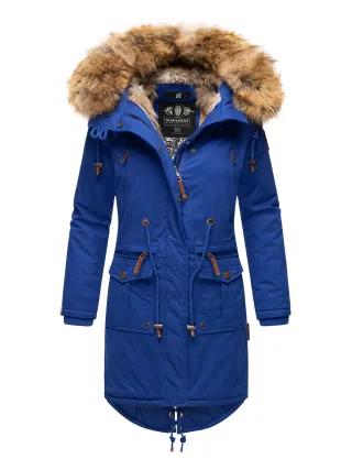 Navahoo Damen Winterjacke Rosinchen – Klassischer Parka mit Abnehmbarem Kunstfellkragen