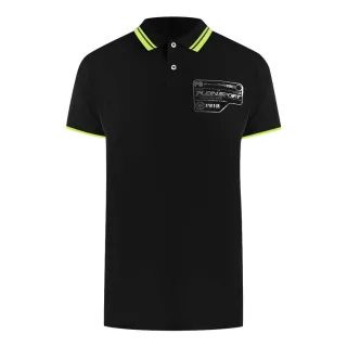 Schwarzes Polo-Shirt mit kurzem Arm und Kragen-Logo