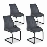 Jiexi Esszimmerstuhl Esszimmerstuhl Grau gepolstert mit Freischwinger Gestell 2er/4er/6er (Set), Schwingstuhl