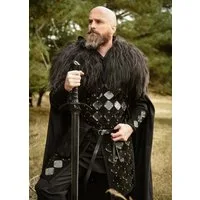 Battle Merchant Wikinger-Kostüm Wildleder Rock, Rüstung schwarz, „Vares“