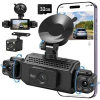 CkeyiN Pro 1080P Dashcam Auto,4-Kanal Dashcam (1080, 3-Zoll,WiFi DashCam mit 32GB Karte, G-Sensor, mit Nachtsicht, WDR, 140° Weitwinkel, Loop-Aufnahme)