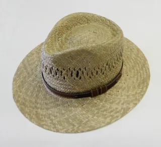 COMMANDER Finest Clothing - Strohhut mit Lederband dry sand - Gr. - 61