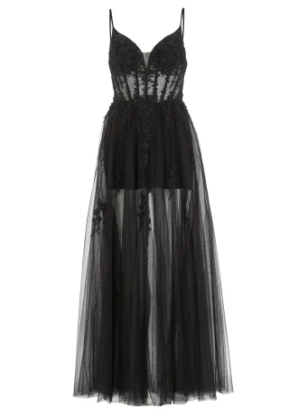 hey kyla - Tüllkleid mit kurzer Jerseyhose black - Gr. - 38