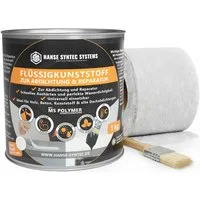 Hanse Syntec Systems Dichtstoff Flüssigkunststoff Abdichtungsset inkl. Pinsel & Vlies, geeignet für alle Untergründe außer Silikon, frischen Bitumen/Asphalt