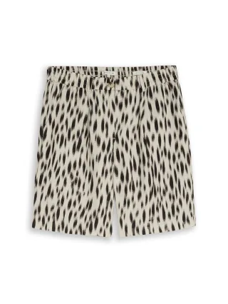 Tom Tailor - Loose Fit Bermuda Shorts mit Leinenanteil sand stone beige abstract dot - Gr. - 44