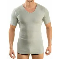 HERMKO Unterziehshirt kurzarm Shirt Bio-Baumwolle kurzarm Shirt V-Neck körpernahe Passform, Feinripp