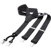 DonDon Hosenträger DonDon® Herren Hosenträger breit 4 Clips mit Leder in Y-Form elastisch (1-St) Y-Form, verstellbar mit Clipverschluß, elastisch