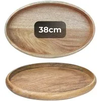 Marrakesch Orient & Mediterran Interior Dekotablett Boho Serviertablett Cagdas handgefertigt aus Mangoholz in Natur 38 cm (1 St), Handarbeit