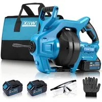 XERSEK Akku-Rohrreiniger Rohrreinigungsmaschine Abflussspirale Stufenlose Drehzahl & Rücklauf, 650 U/min, 7,6 m (Spirallänge Ø 7mm für Rohre 19-85mm inkl.2-Akku Kompatibel Makita Akku), Abflussreiniger Ideal für Verstopfungen in WC, Dusche, Küche, Ab