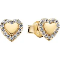 Pandora Paar Ohrstecker 264363C01, Damen- Halo Herz Goldfarben
