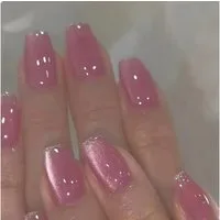 LuxusKollektion Kunstfingernägel Katzenaugen Falsche Nägel Pink Glitzer 24 Stück Mittel Voll Abdeckung