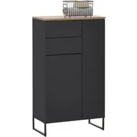 moebel-dich-auf Kommode ASPEN (Highboard, Badschrank mit 2 Schubkästen, in Schwarz matt, Weiß matt), Breite 60 cm