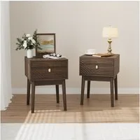 IDEASY Nachttisch Nachttisch Nussbaum mit Metallgriffen 40x40x55 2er-Set
